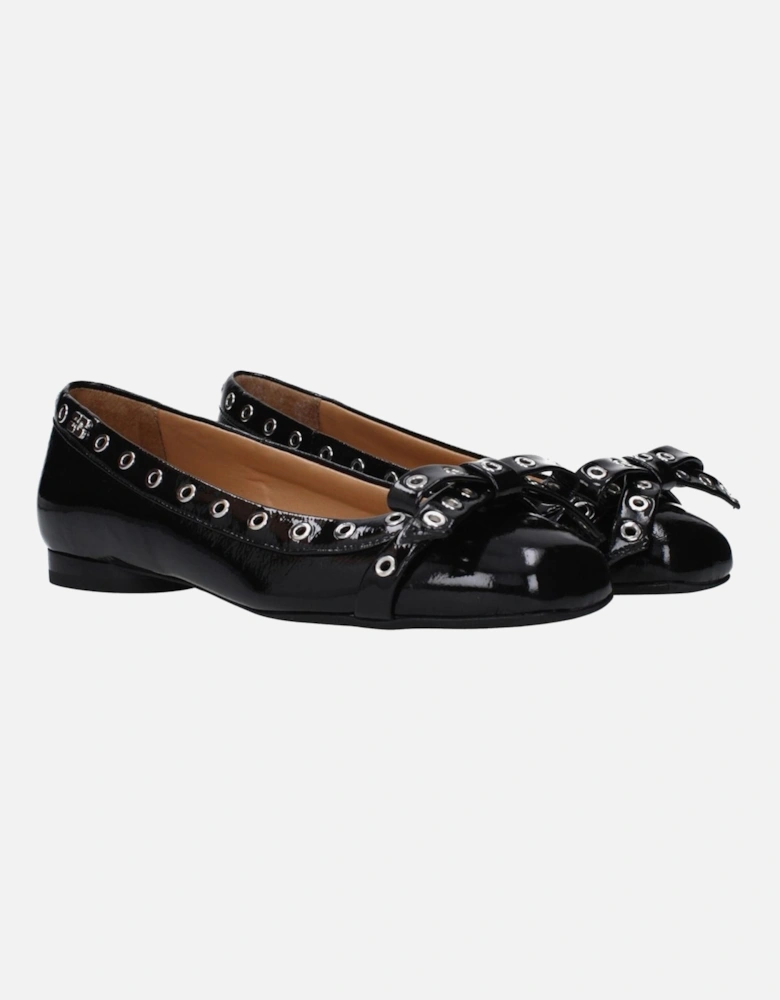 Patent Leather Ballet Flats with Front Detail Women - Black Shoes