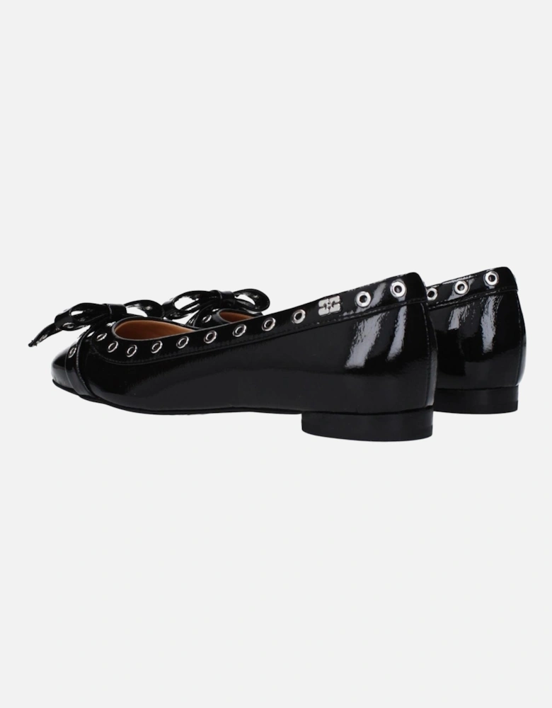 Patent Leather Ballet Flats with Front Detail Women - Black Shoes