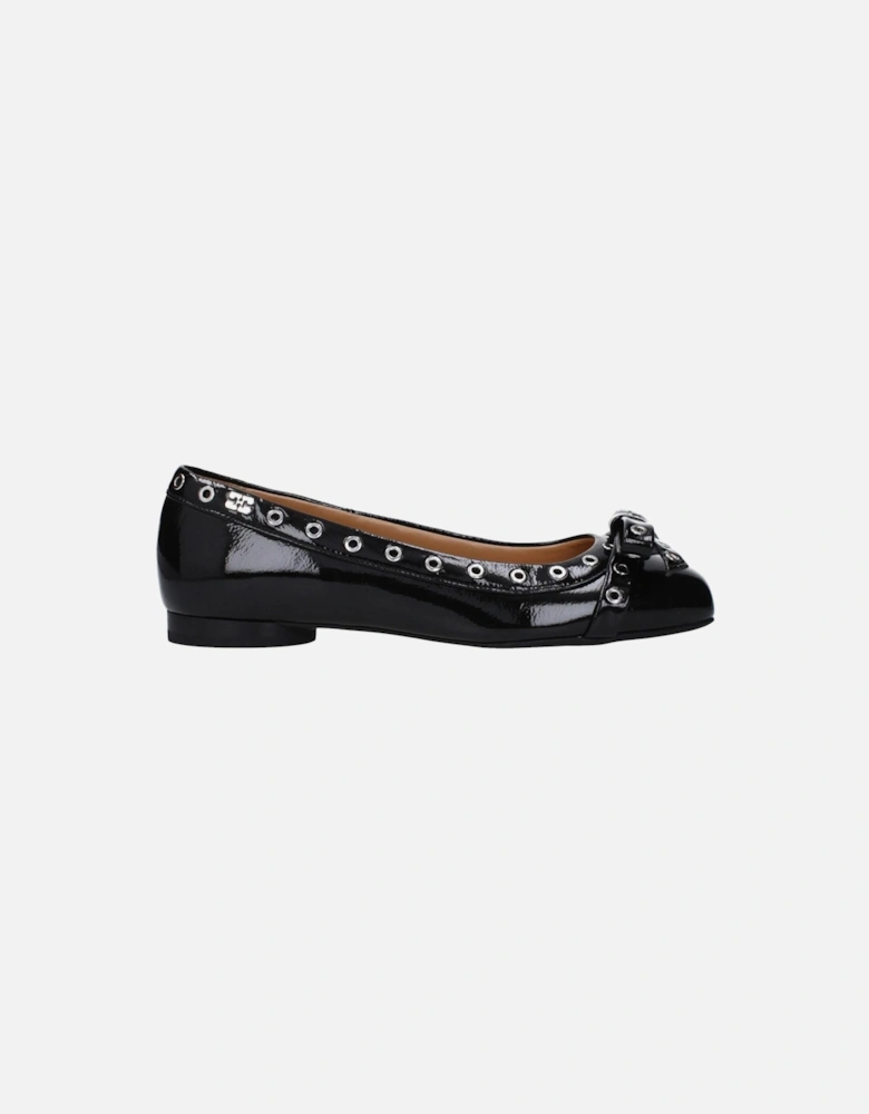 Patent Leather Ballet Flats with Front Detail Women - Black Shoes