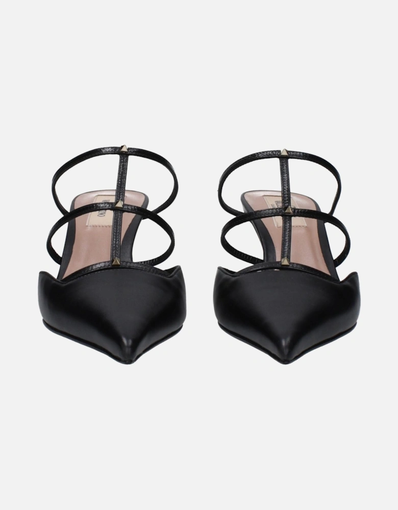 Studded Leather Mid Heel Sandals Women - Black
