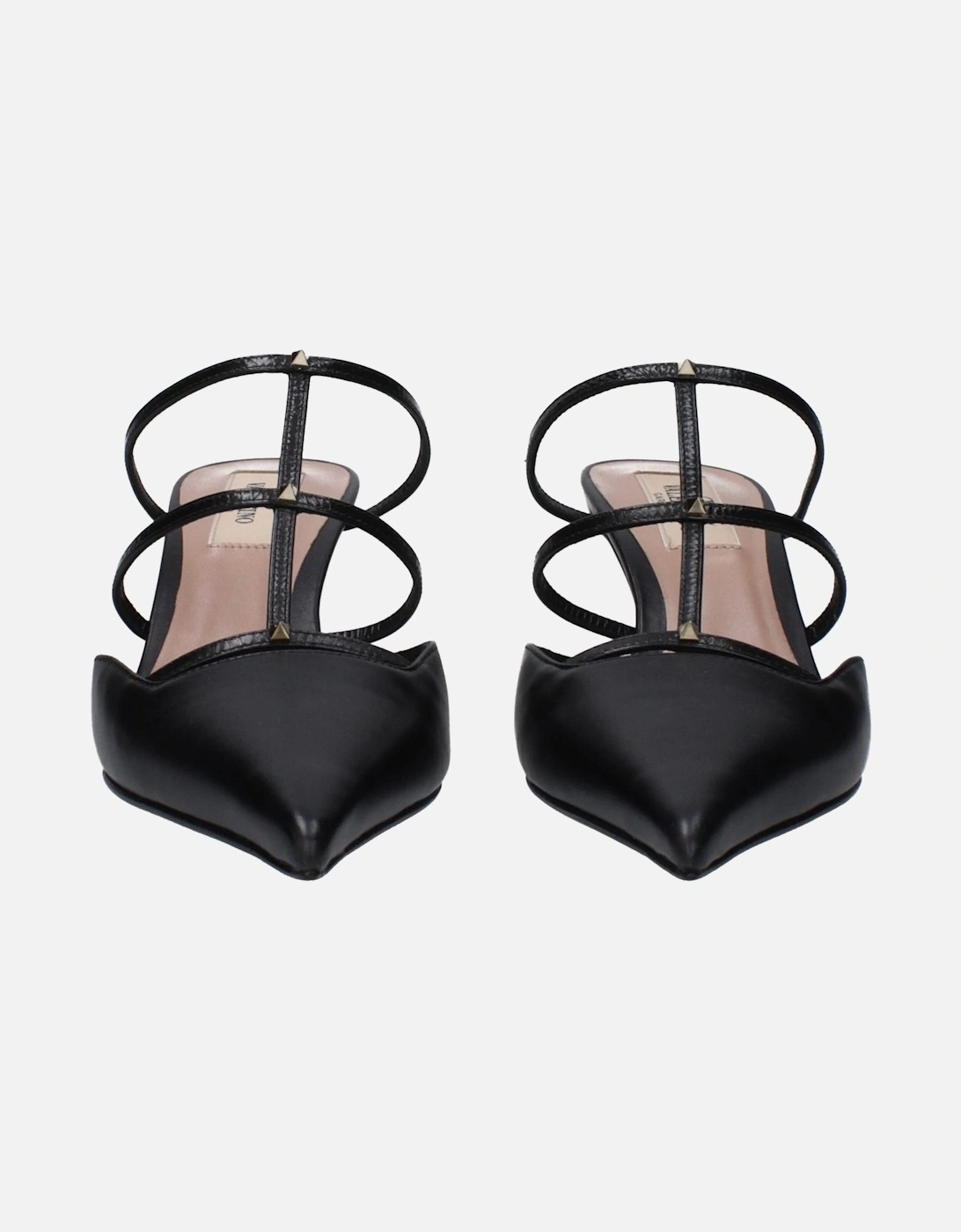 Studded Leather Mid Heel Sandals Women - Black