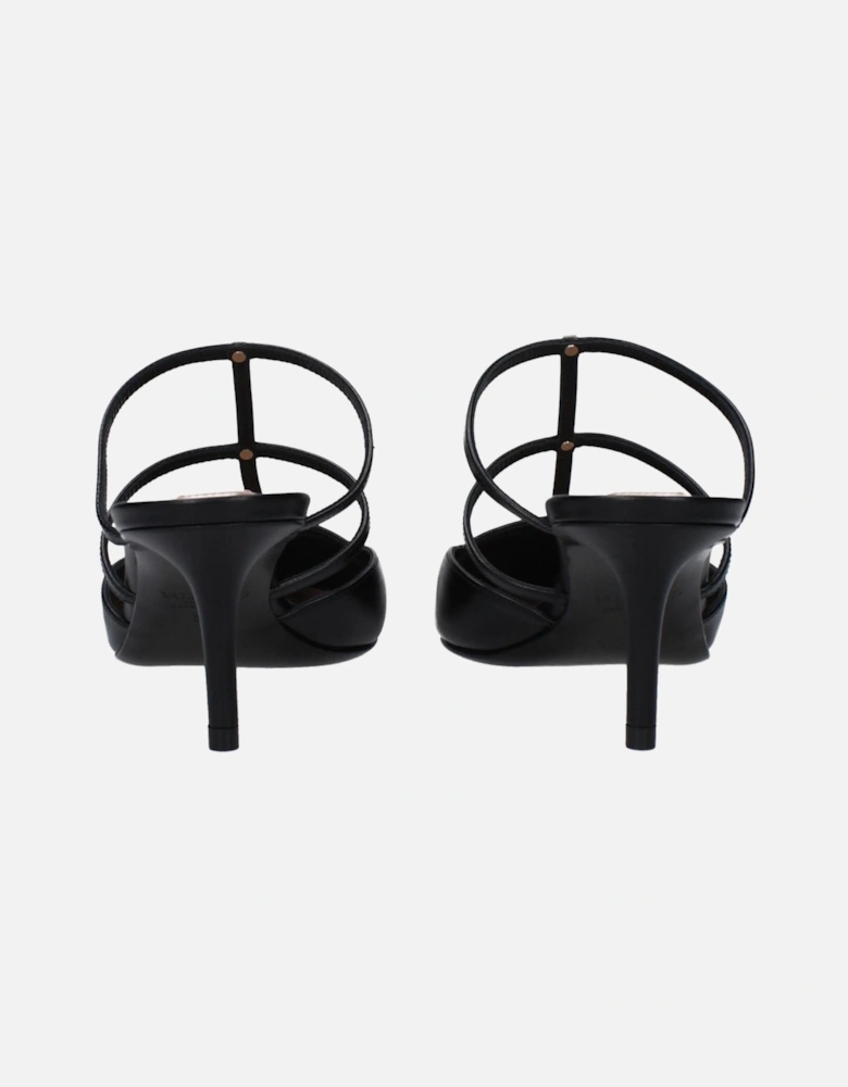 Studded Leather Mid Heel Sandals Women - Black