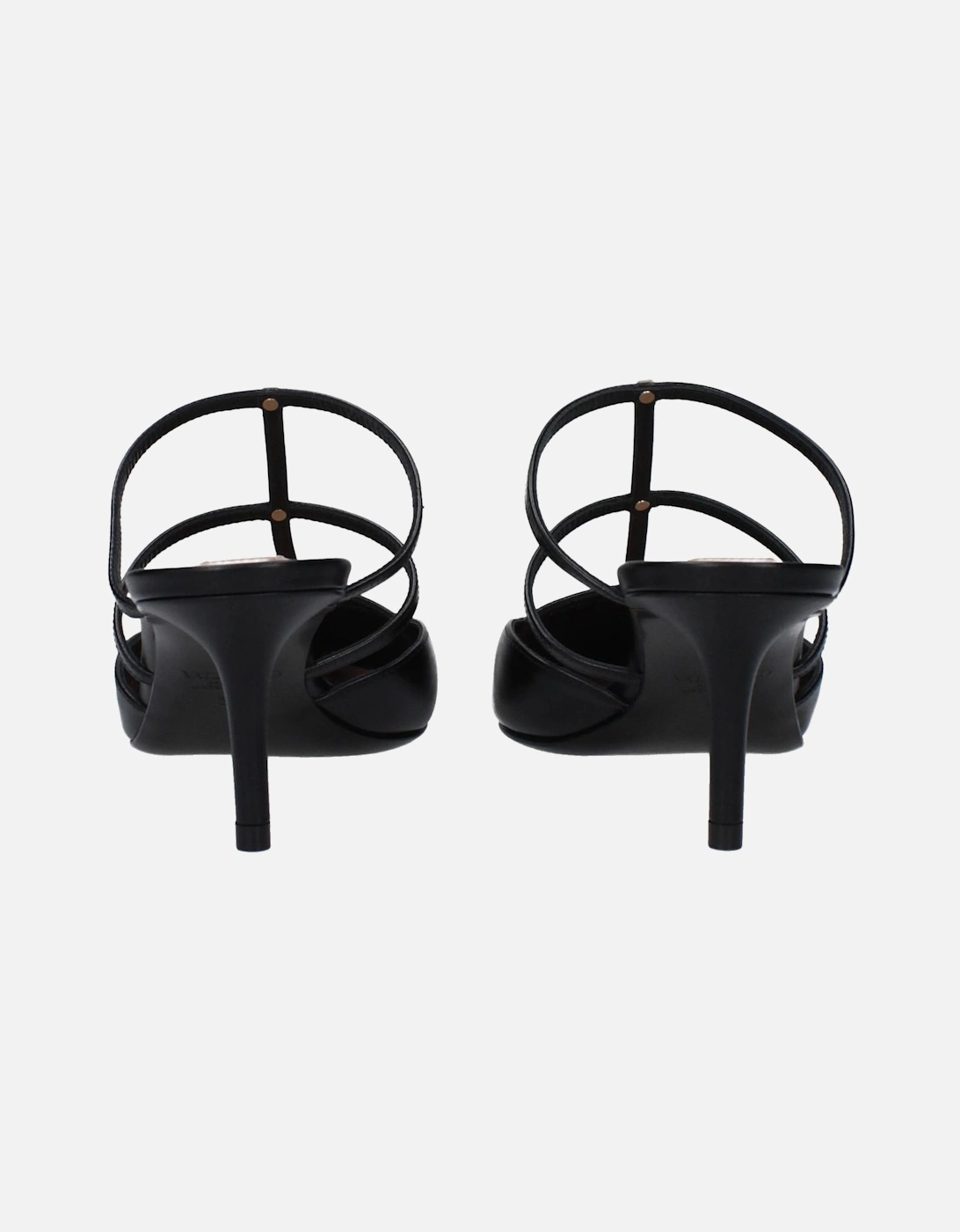 Studded Leather Mid Heel Sandals Women - Black