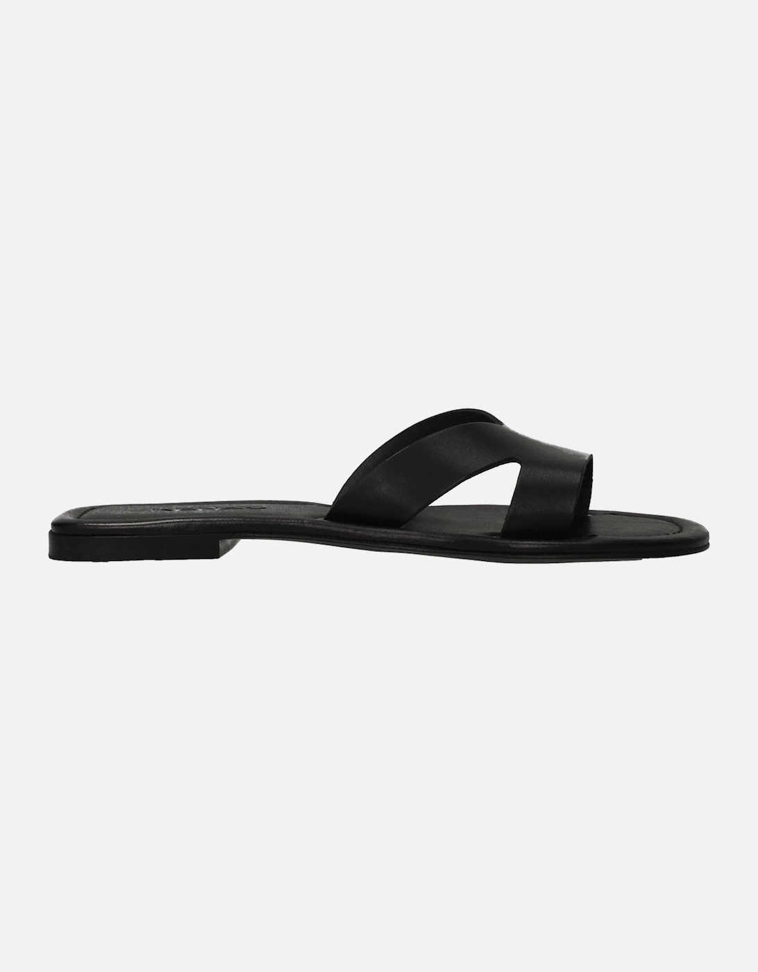 Leather Open Toe Slippers with Flat Heel Women - Black Sandals, 5 of 4