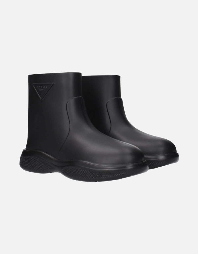 Rubber Ankle Boots with Side and Back Logo Women - Black