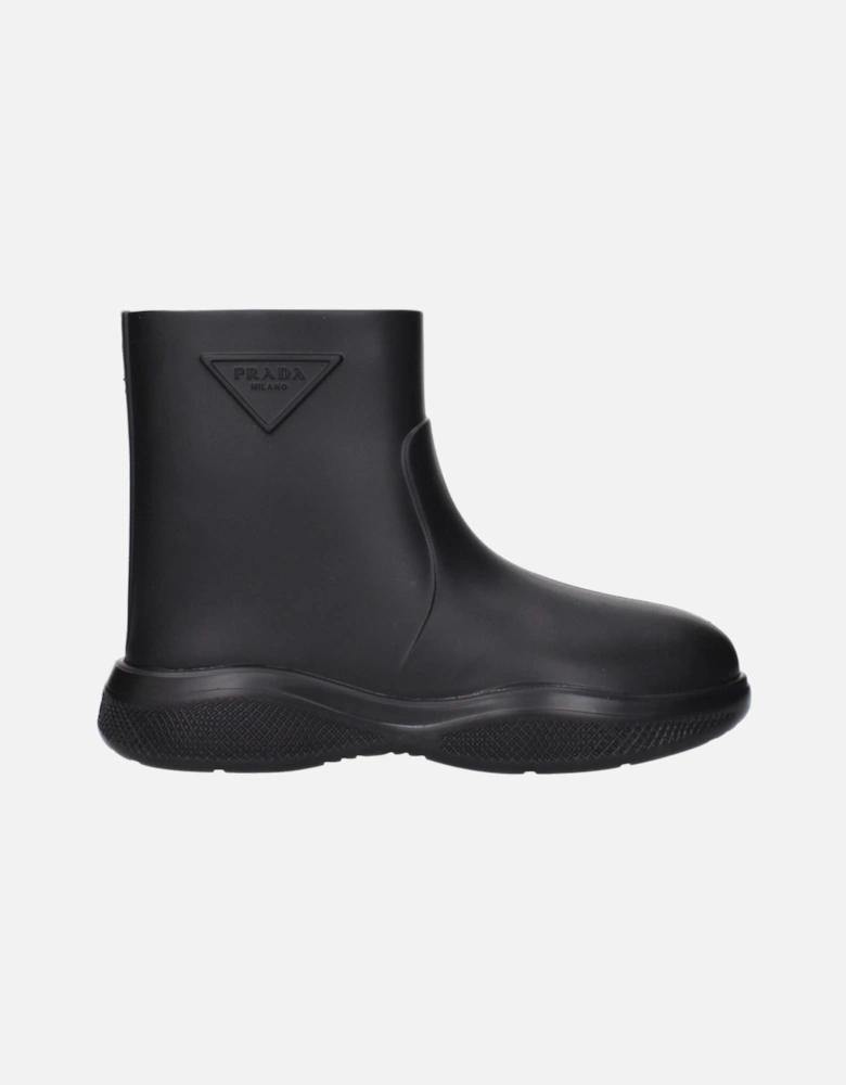 Rubber Ankle Boots with Side and Back Logo Women - Black