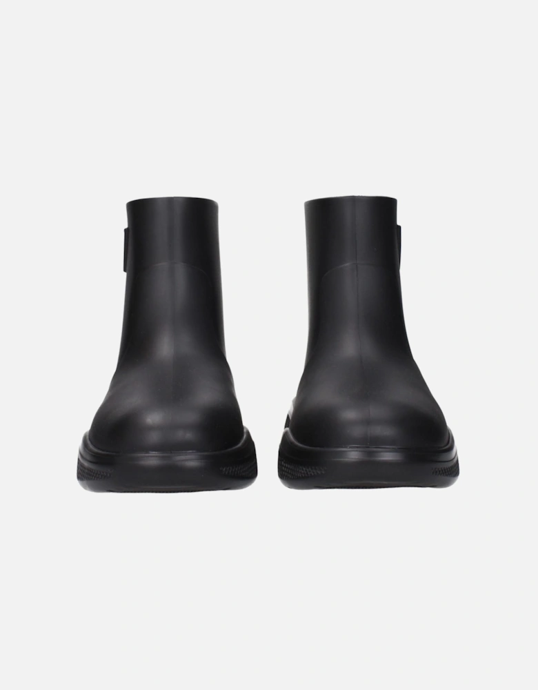 Rubber Ankle Boots with Side and Back Logo Women - Black