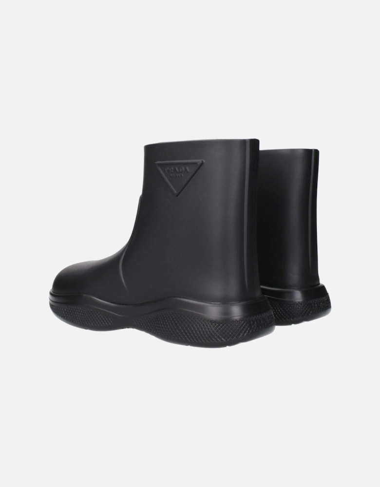 Rubber Ankle Boots with Side and Back Logo Women - Black