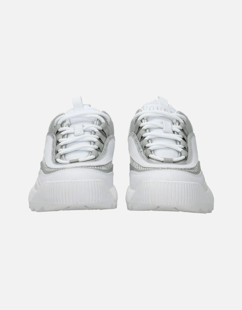 Lace-Up Mid Heel Sneakers with Side and Back Logo Women - White