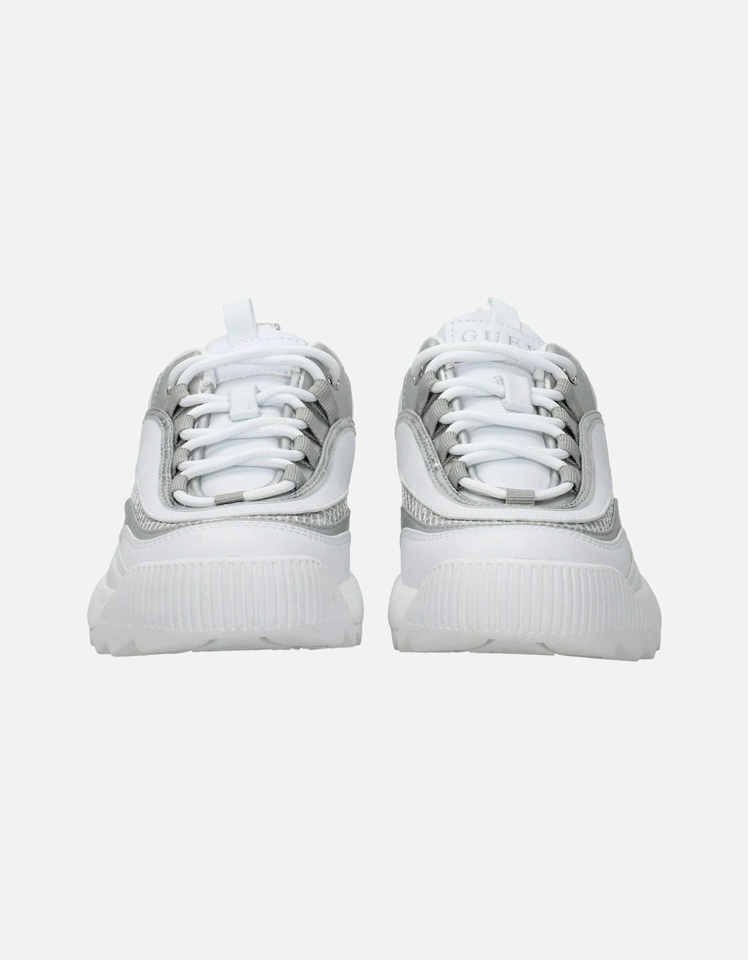 Lace-Up Mid Heel Sneakers with Side and Back Logo Women - White