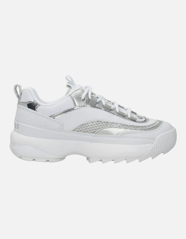 Lace-Up Mid Heel Sneakers with Side and Back Logo Women - White