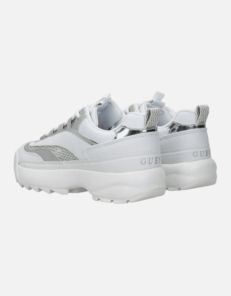 Lace-Up Mid Heel Sneakers with Side and Back Logo Women - White