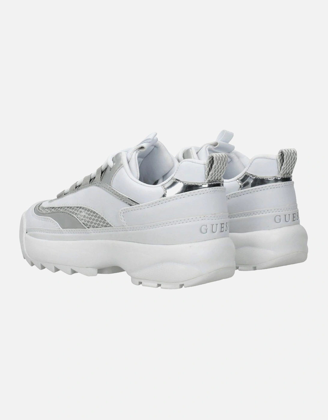 Lace-Up Mid Heel Sneakers with Side and Back Logo Women - White