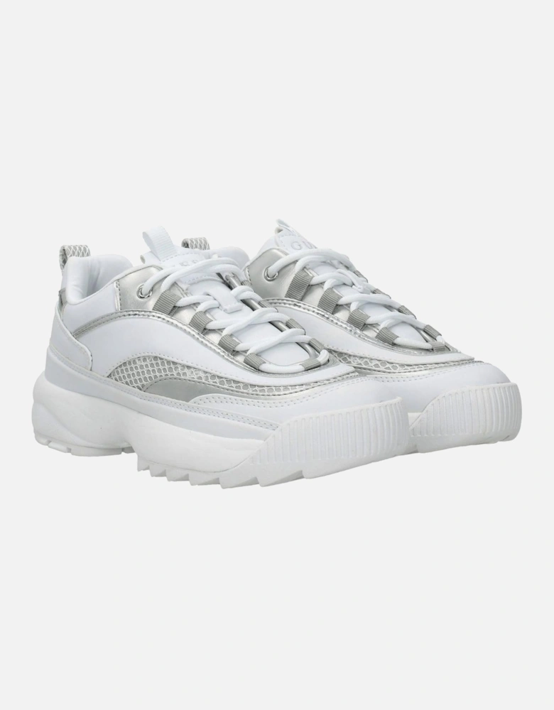 Lace-Up Mid Heel Sneakers with Side and Back Logo Women - White