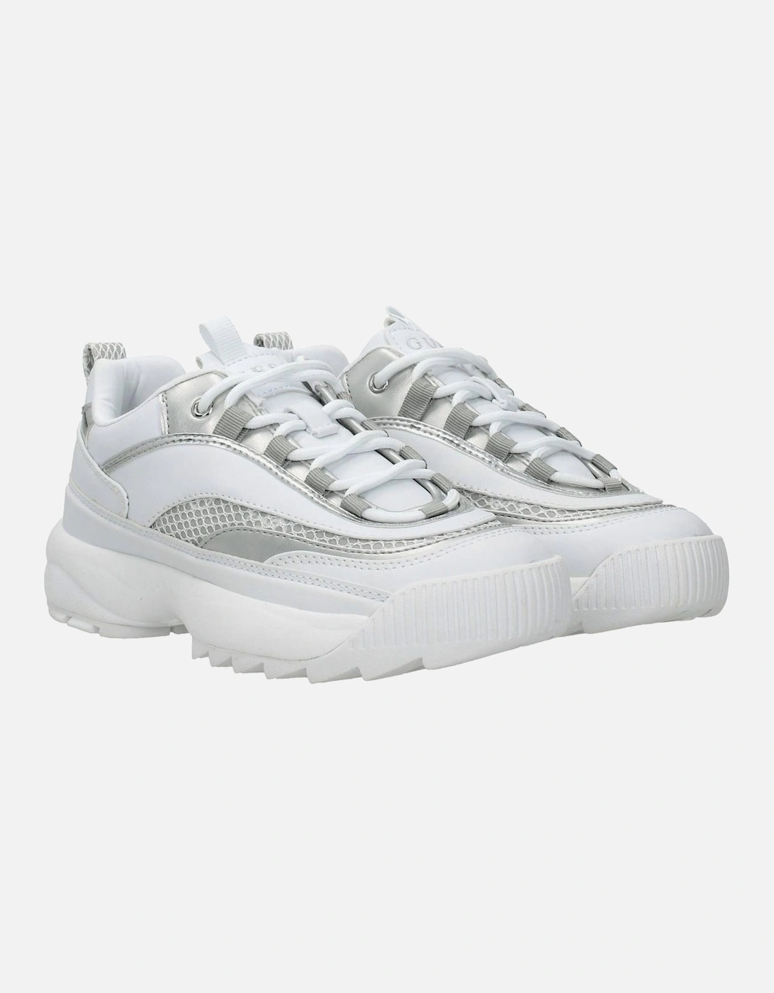 Lace-Up Mid Heel Sneakers with Side and Back Logo Women - White