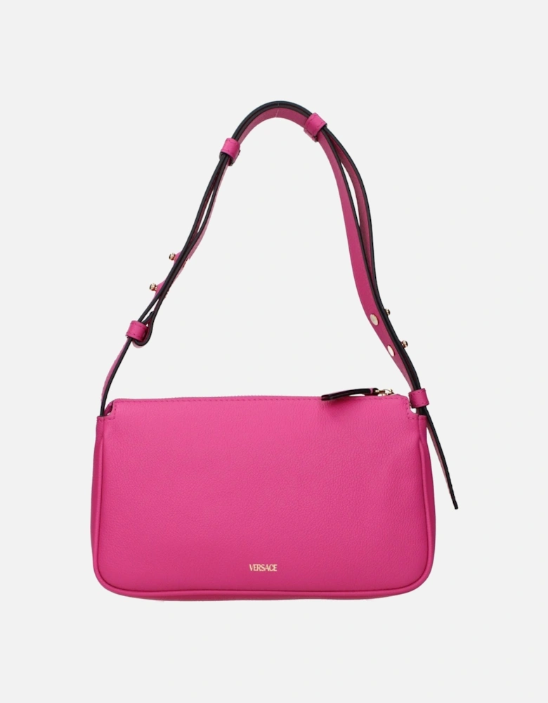 Leather Shoulder Bag with Adjustable Handle Women - Pink