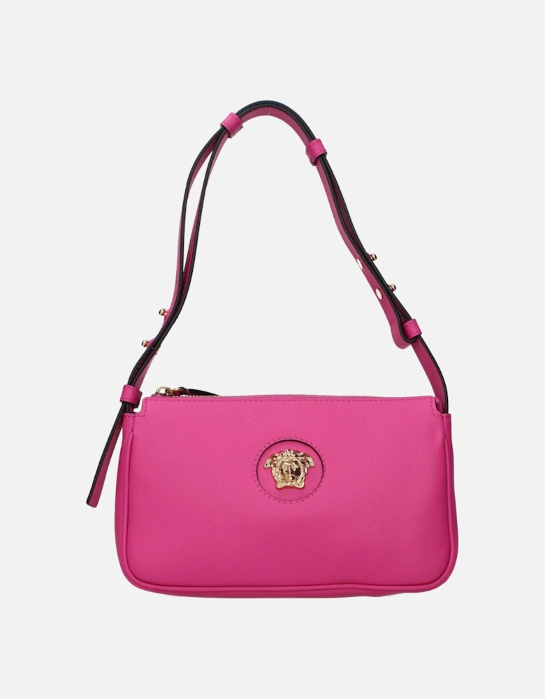Leather Shoulder Bag with Adjustable Handle Women - Pink