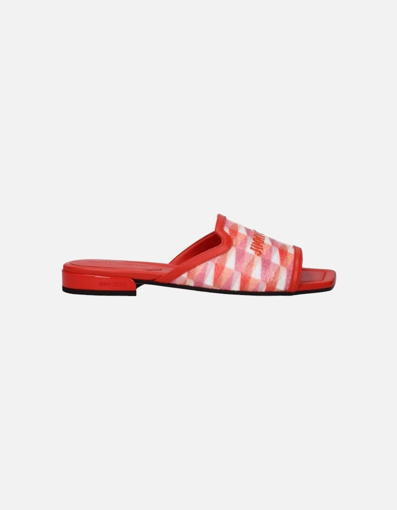 Fabric Open Toe Slippers with Front Logo Women - Orange Sandals