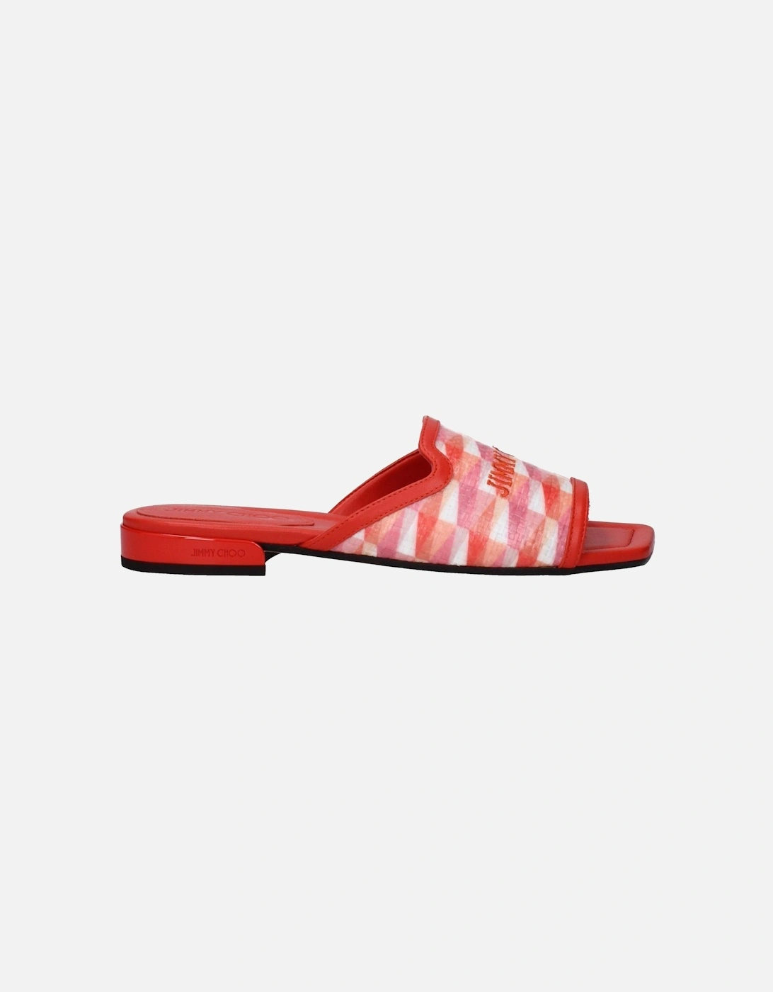 Fabric Open Toe Slippers with Front Logo Women - Orange Sandals, 6 of 5