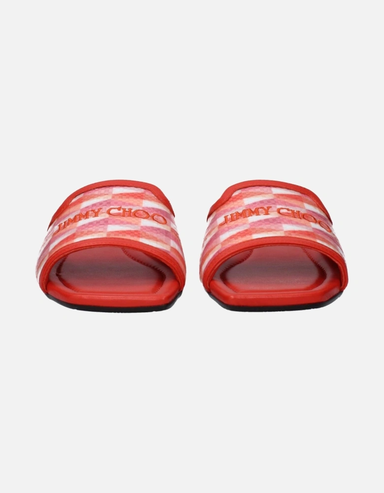 Fabric Open Toe Slippers with Front Logo Women - Orange Sandals