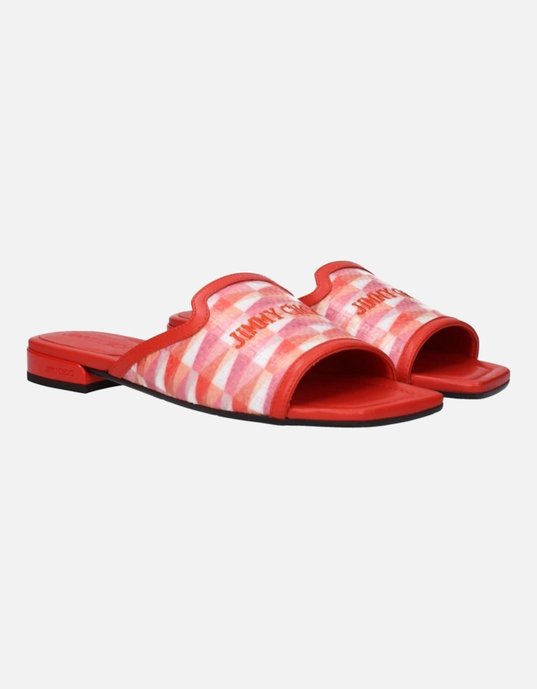 Fabric Open Toe Slippers with Front Logo Women - Orange Sandals