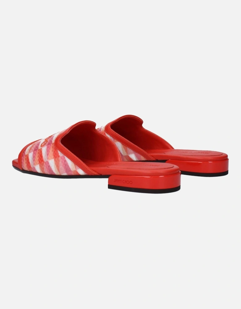 Fabric Open Toe Slippers with Front Logo Women - Orange Sandals
