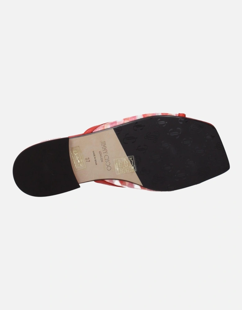 Fabric Open Toe Slippers with Front Logo Women - Orange Sandals