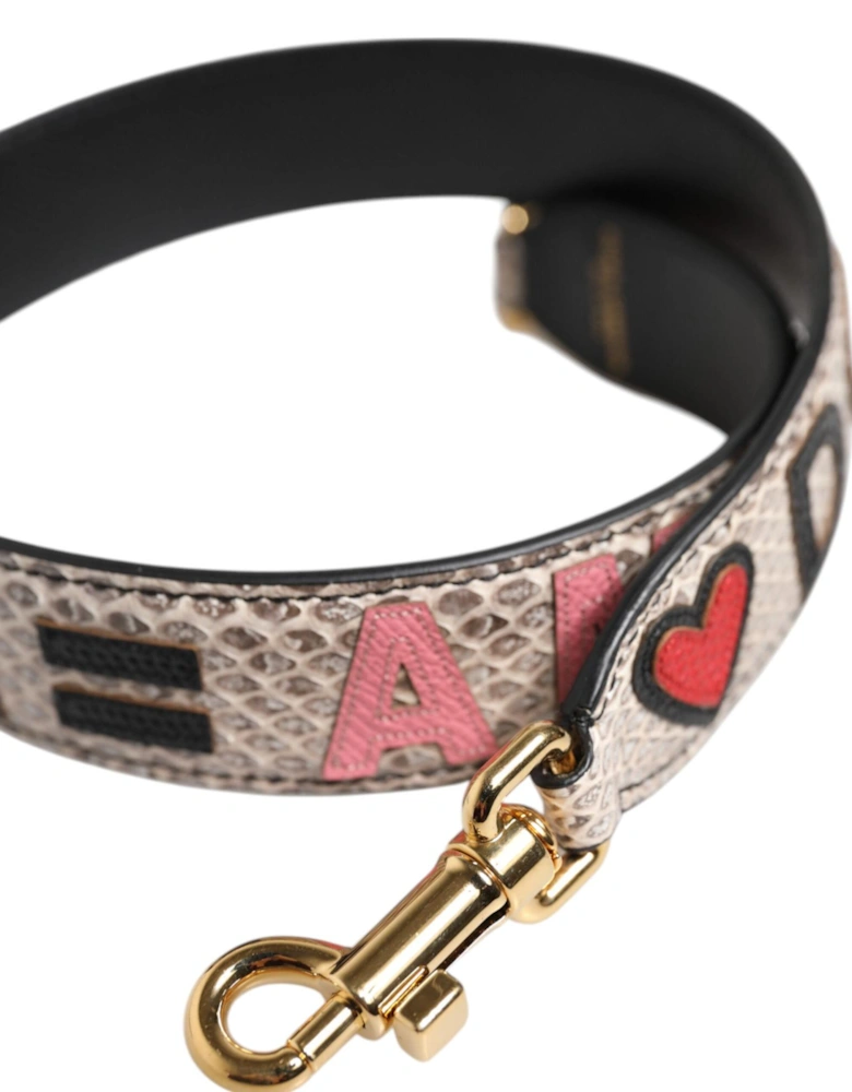 Leather Shoulder Bag Strap with Gold Clasps Women - Multicolor