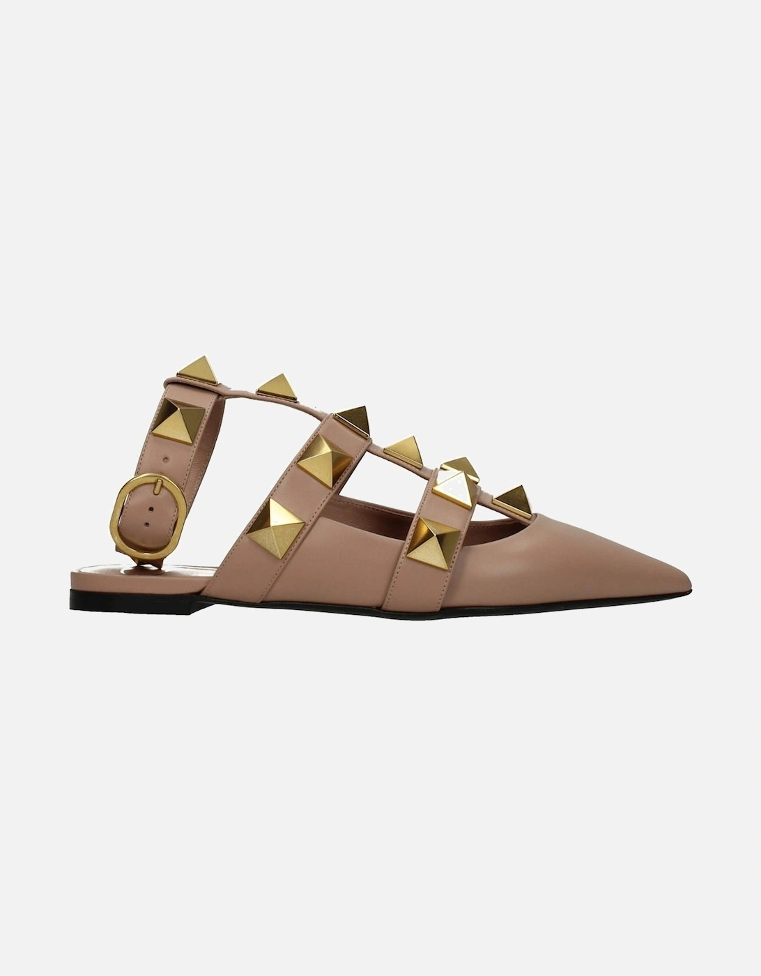 Studded Leather Pointy Toe Sandals with Buckle Closure Women - Pink, 5 of 4