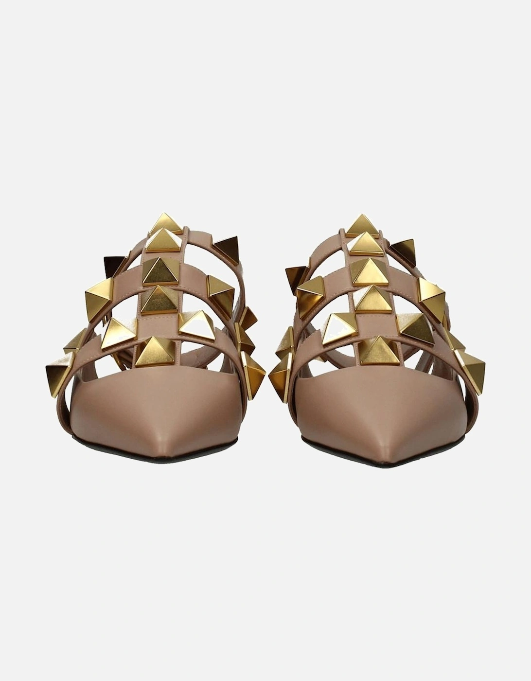 Studded Leather Pointy Toe Sandals with Buckle Closure Women - Pink