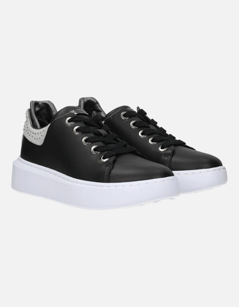 Rhinestone Embellished Lace-Up Wedge Sneakers Women - Black