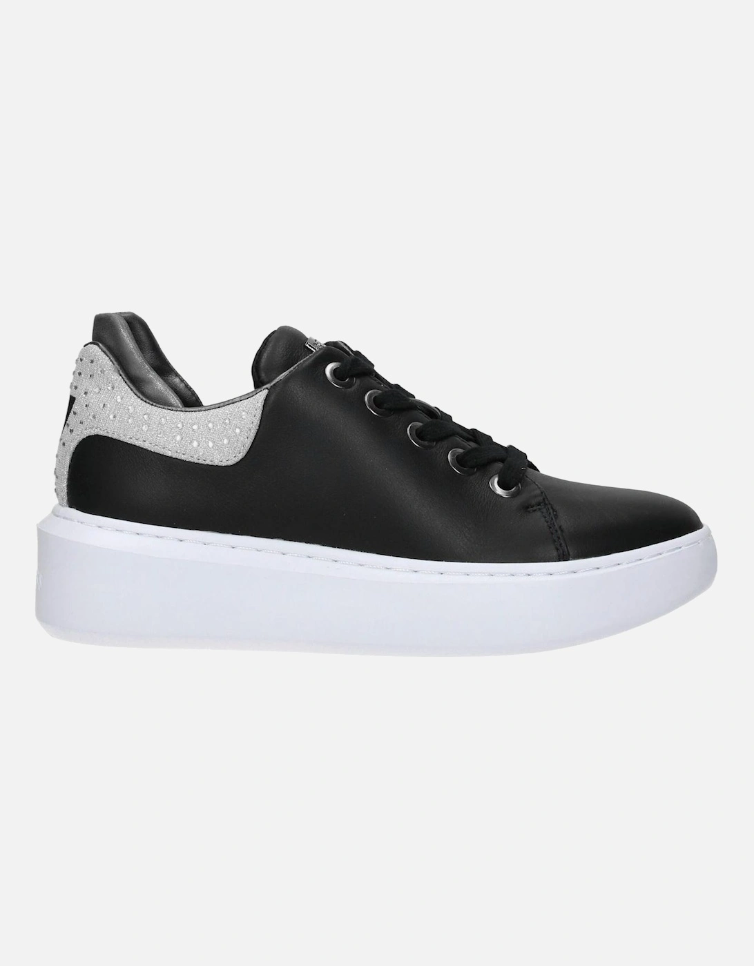 Rhinestone Embellished Lace-Up Wedge Sneakers Women - Black, 6 of 5