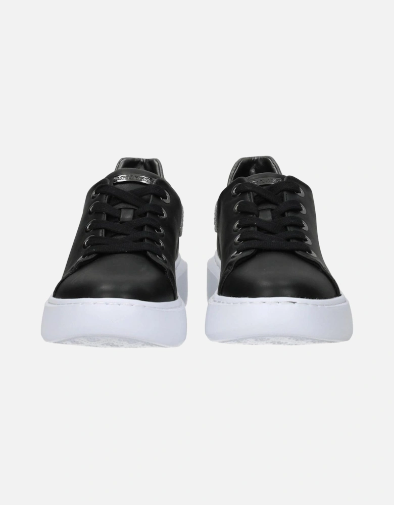 Rhinestone Embellished Lace-Up Wedge Sneakers Women - Black
