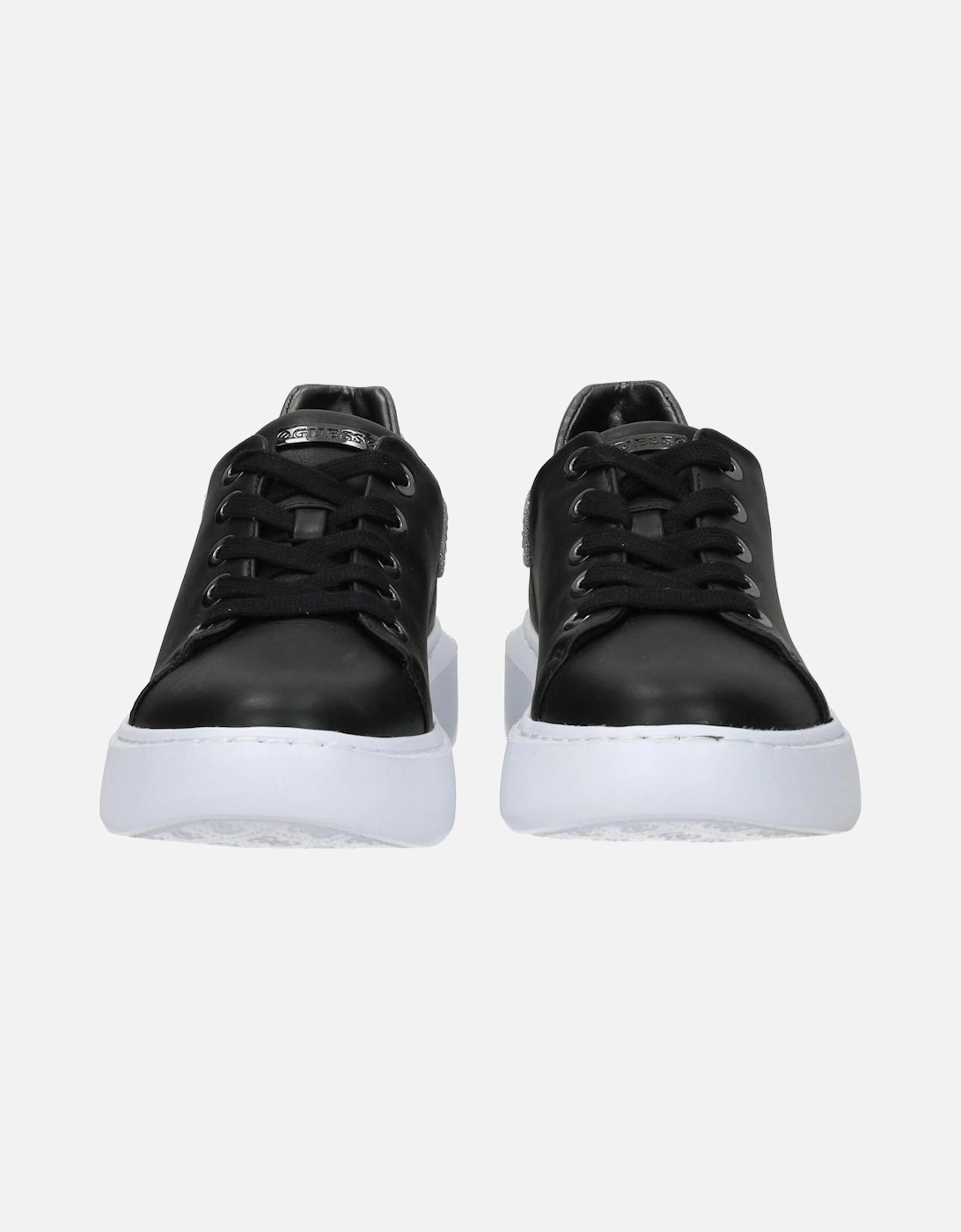 Rhinestone Embellished Lace-Up Wedge Sneakers Women - Black