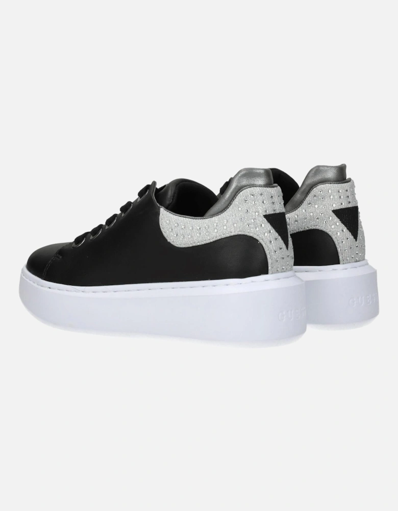 Rhinestone Embellished Lace-Up Wedge Sneakers Women - Black