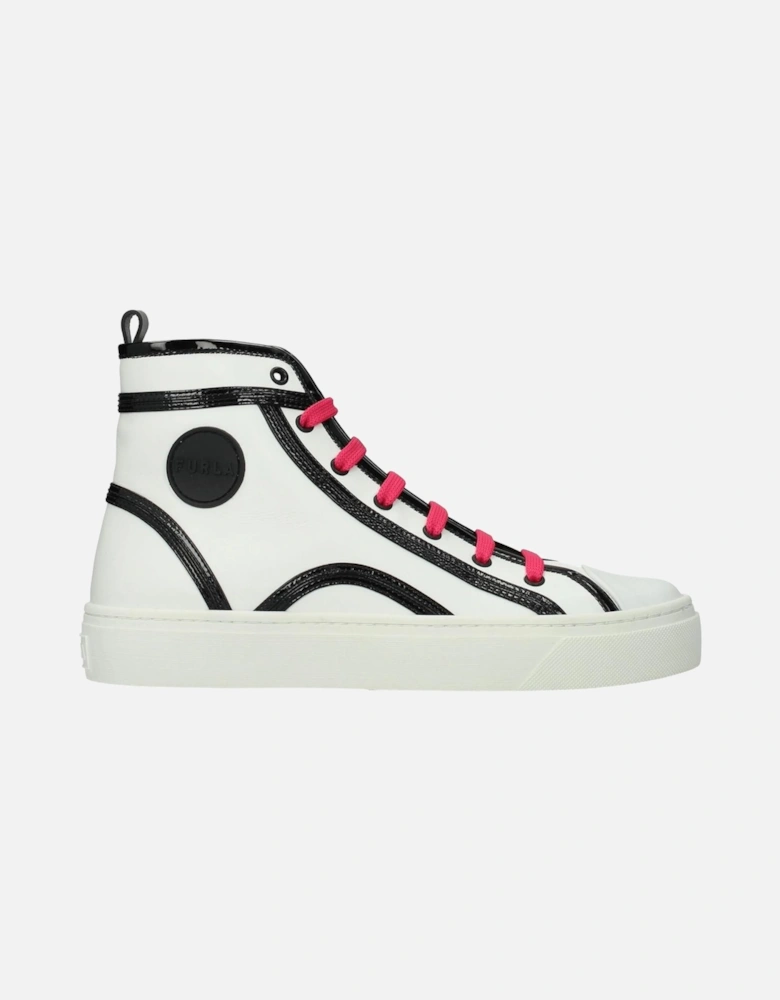 Leather Casual Lace-Up Sneakers With Logo Women - Beige