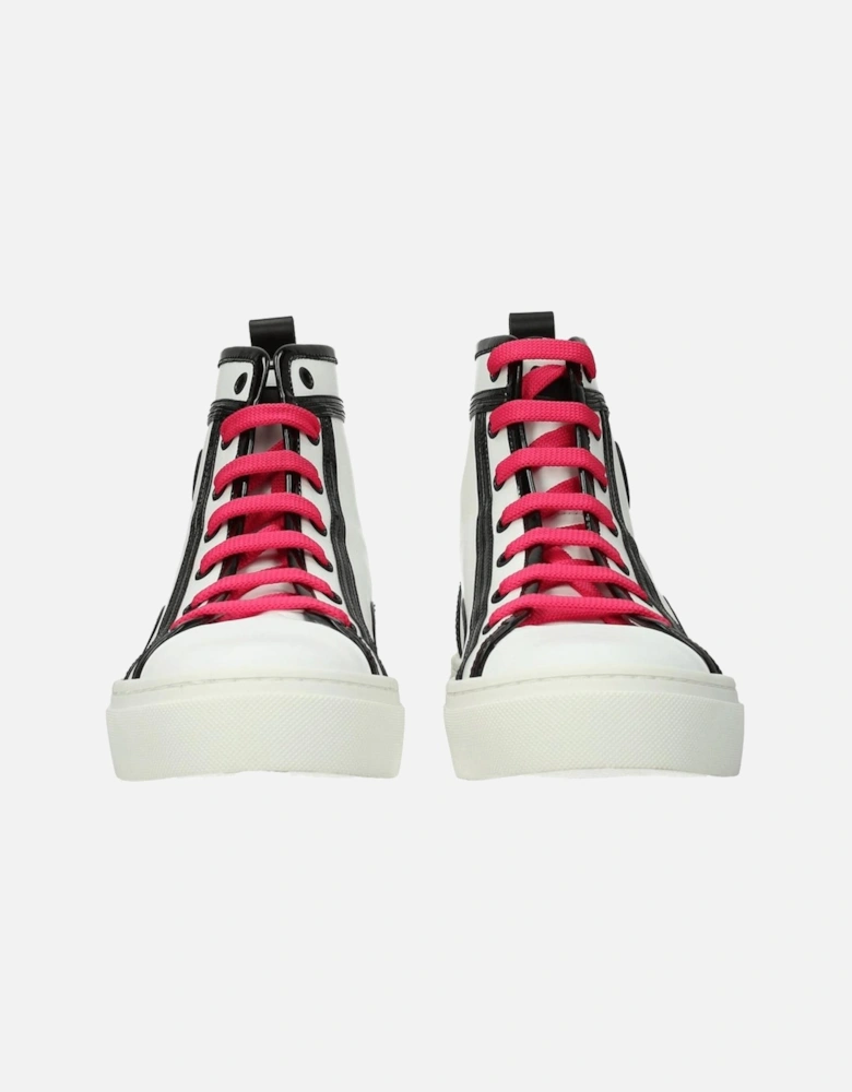 Leather Casual Lace-Up Sneakers With Logo Women - Beige