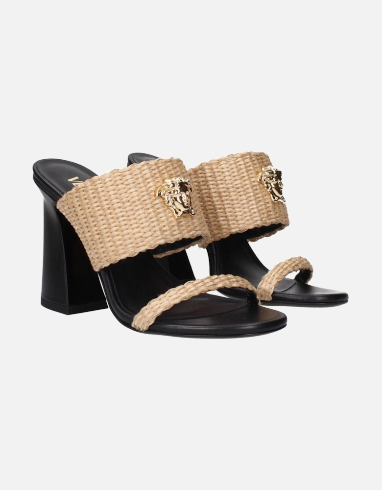 Vintage Effect Raffia High Heel Sandals Women - Beige