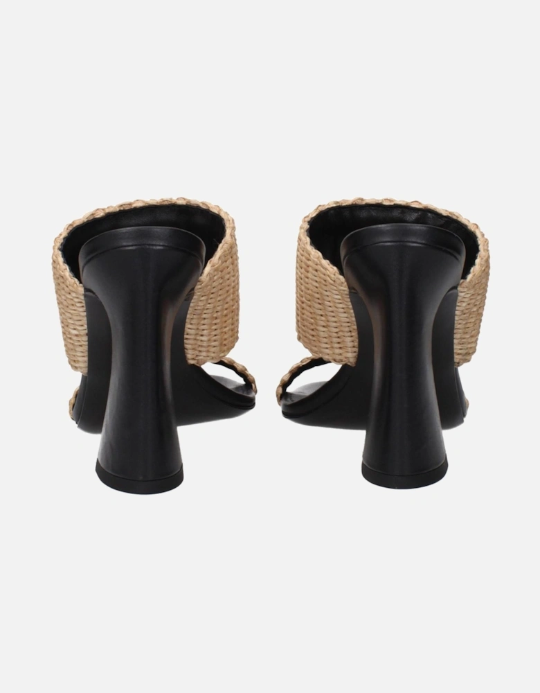 Vintage Effect Raffia High Heel Sandals Women - Beige