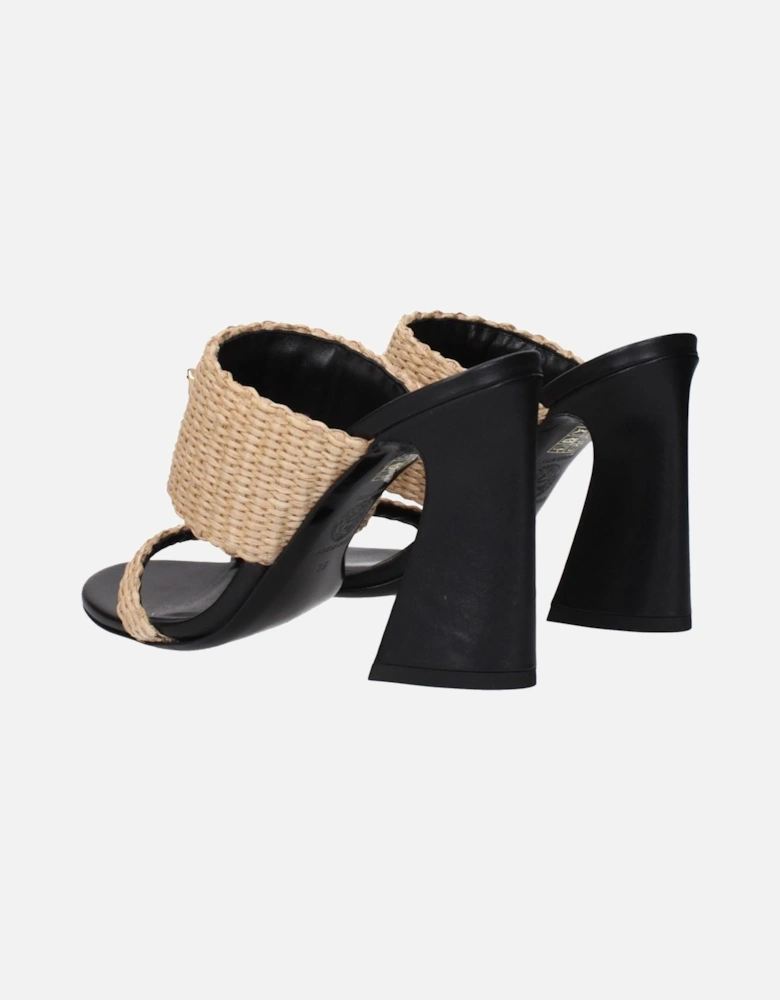 Vintage Effect Raffia High Heel Sandals Women - Beige