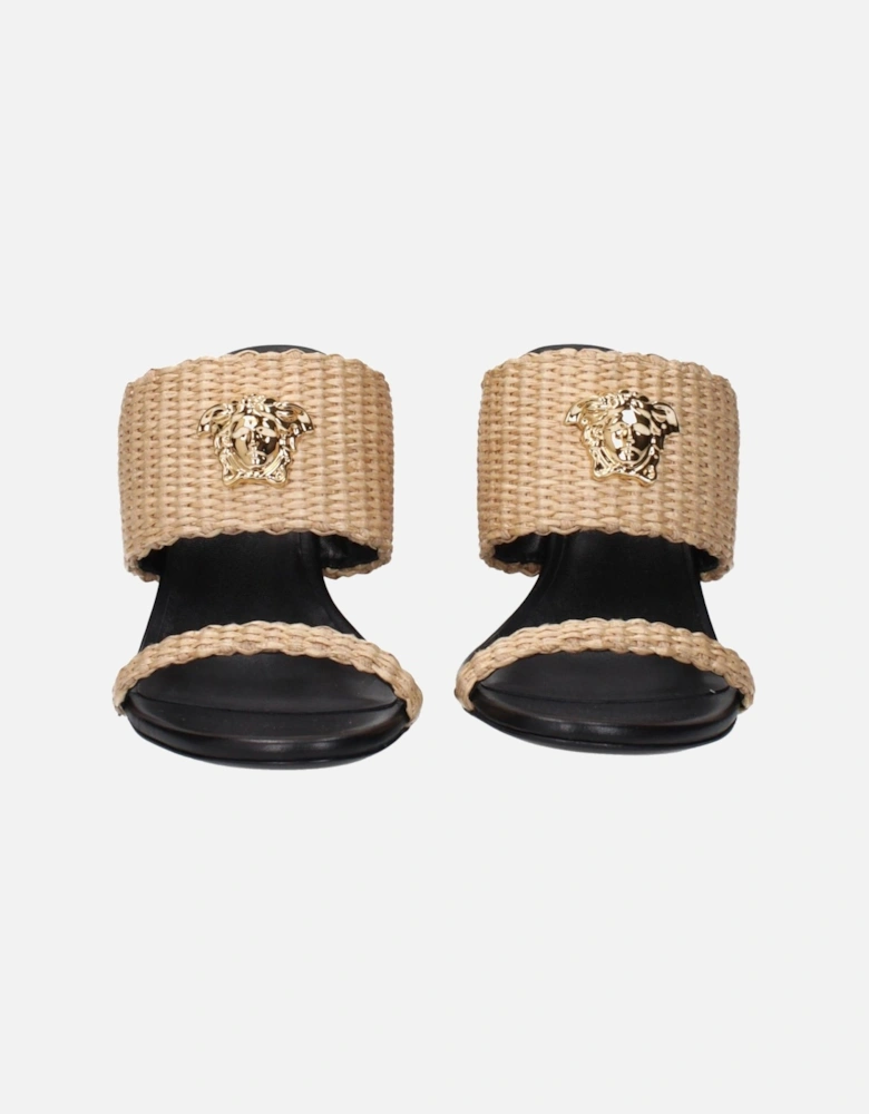 Vintage Effect Raffia High Heel Sandals Women - Beige