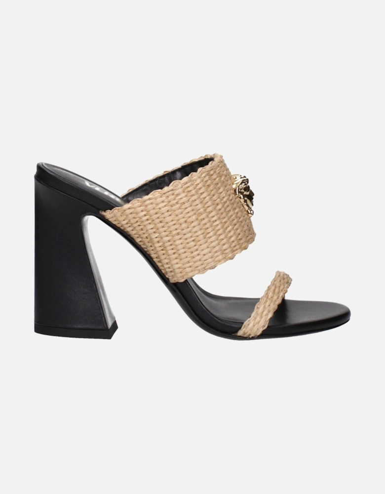 Vintage Effect Raffia High Heel Sandals Women - Beige