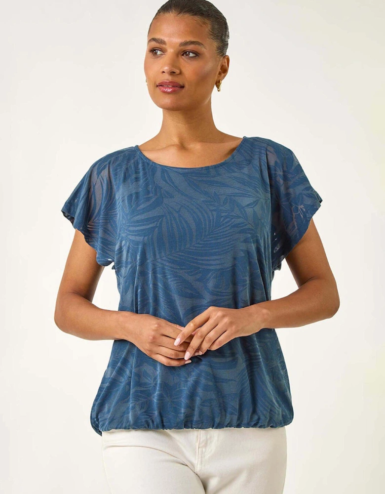 Burnout Bubble Hem Top - Navy