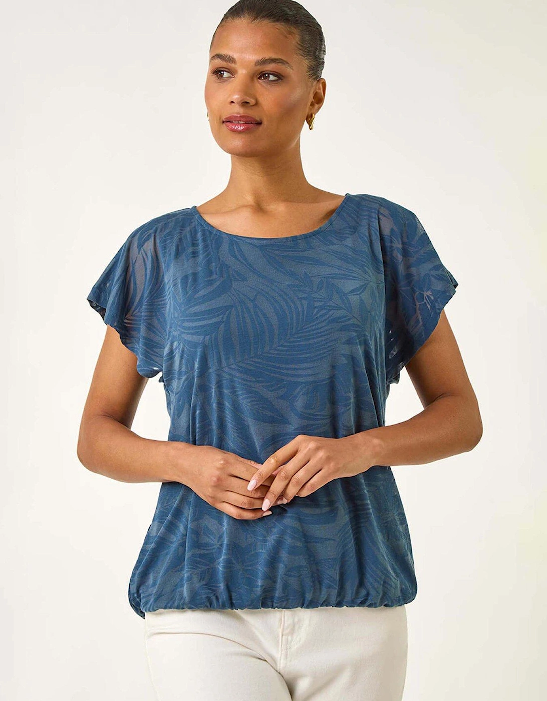 Burnout Bubble Hem Top - Navy, 2 of 1