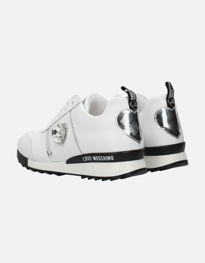 Leather Sneakers with Logo Details Women - White