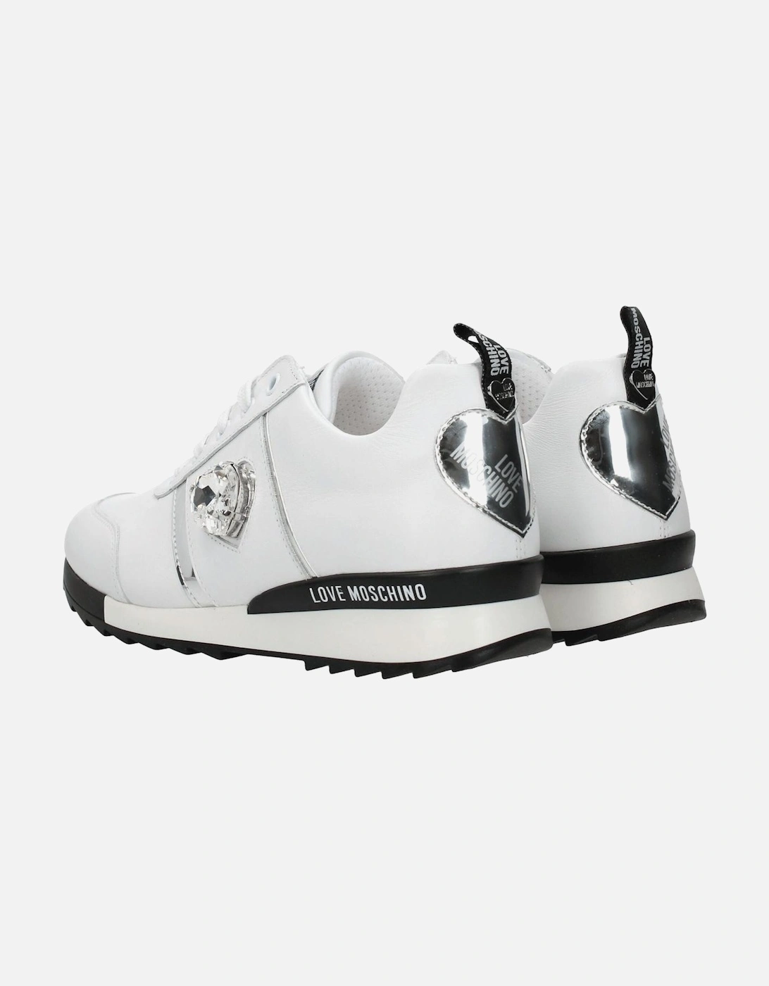 Leather Sneakers with Logo Details Women - White