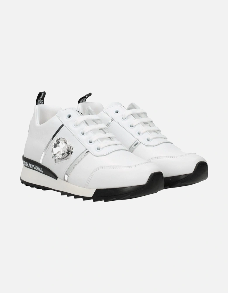 Leather Sneakers with Logo Details Women - White