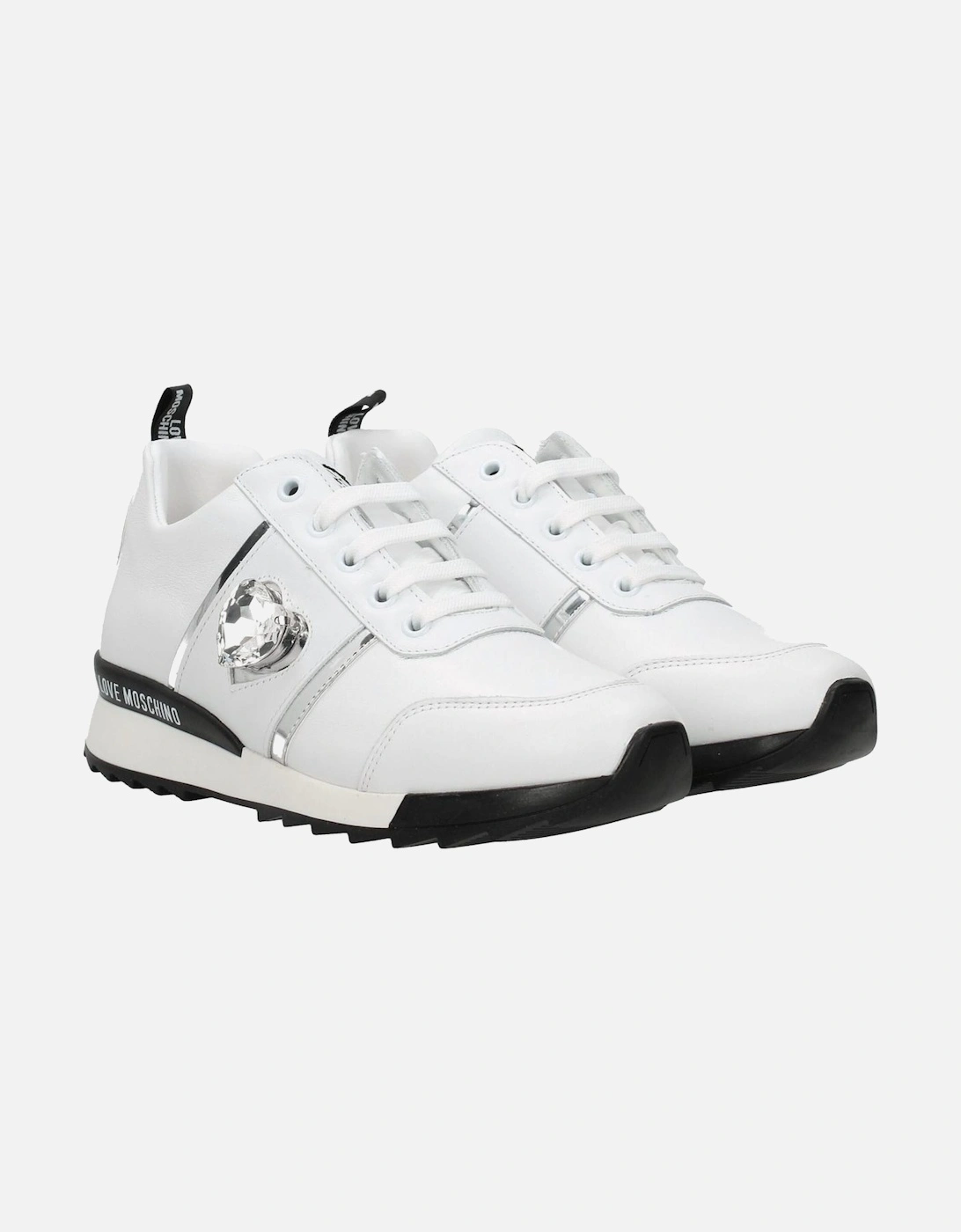 Leather Sneakers with Logo Details Women - White