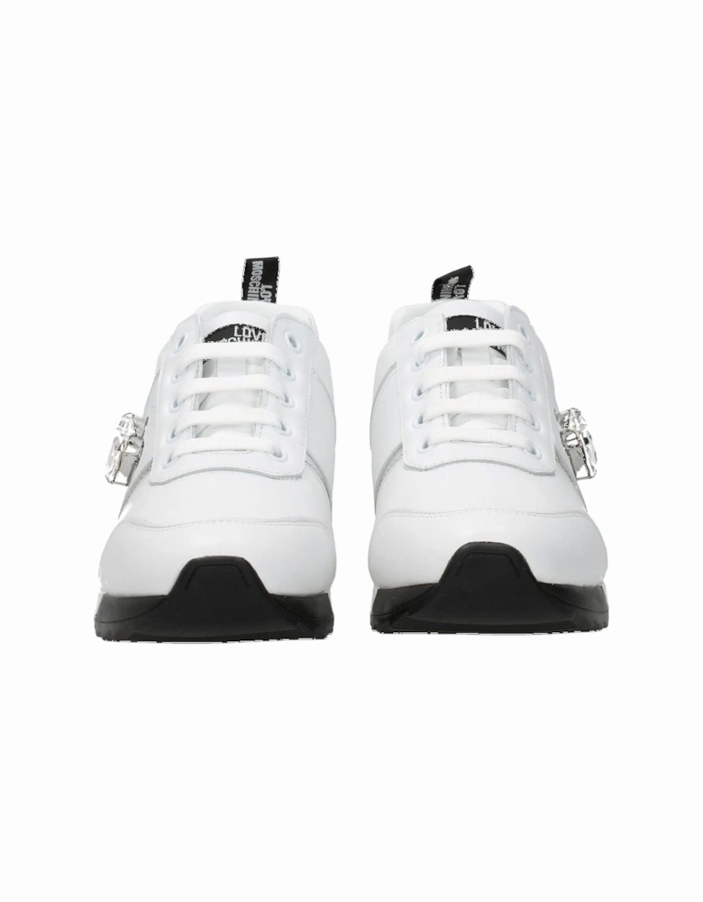 Leather Sneakers with Logo Details Women - White