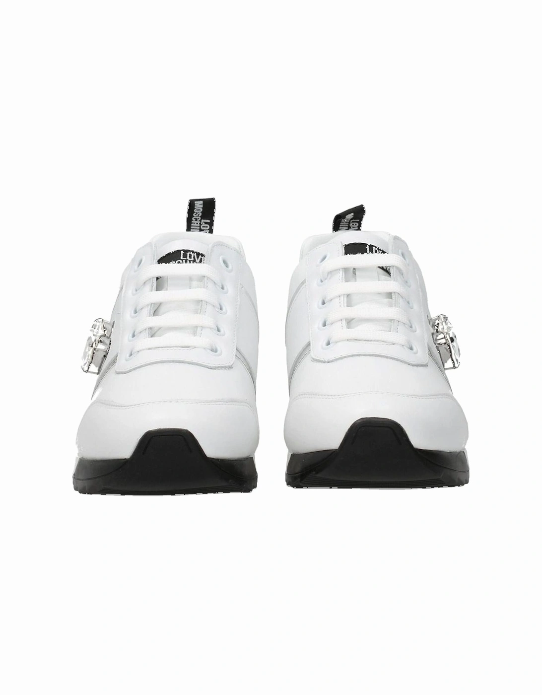 Leather Sneakers with Logo Details Women - White